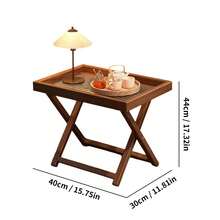 托盘架和折叠桌套装，竹边桌，客厅、后院、露台和庭院餐厅的多功能家具 - 彩色 - 查看 10