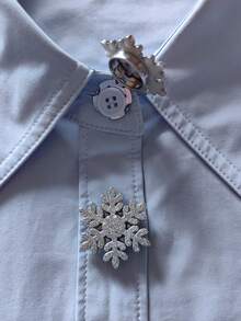 Set de 2 botones de copo de nieve elegantes de Navidad, set de botones para camisa, set de botones de clip, set elegante de gemelos con cristales, adecuado para decoración de esmoquin y vestido de boda - Flor - Ver 3