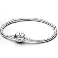  PANDORA Basic Heart Couple DIY Snake Bone Bracelet, 925 Silver Couple Basic Bracelet, Gift For Girlfriend, Birthday, Christmas, Mother's Day, 590719
