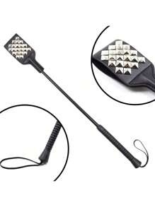 Premium Riding Crop Whip, Horse Whip With Double Slapper For Equestrian Sports Rivet Black
