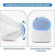 White PU Leather Low Top Sneakers For Women - Casual Lace Up Shoes - 白色 - 查看 10