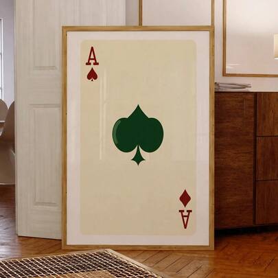 1 pezzo Stampa artistica da parete con motivo retrò dell'asso di picche, su tela, senza cornice, per decorazione della casa e del soggiorno