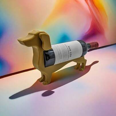 1pcs Plastic Wine Bottle Holder - Sausage Dog Shape, Durable ABS Display Rack, Perfect Home Decor Gift