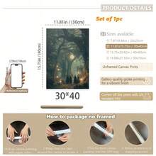 1 buc. Imprimeu de perete gotic vintage cu vrăjitoare în pădure fermecată, poster pe pânză Academia mistică întunecată, artă de perete de Halloween cu vrăjitoare mitică, decorațiune de Halloween de toamnă, decorațiune de cameră, decorațiune de dormitor, imprimare estetică wiccană neînrămată pentru sufragerie, dormitor, birou, casă bântuită, decorațiune gotică sezonieră de Halloween, decor pentru casă, decor de toamnă