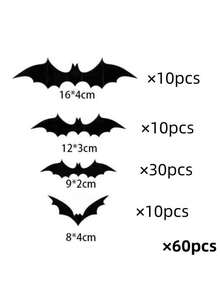 120 piezas de decoraciones de Halloween, pegatinas de murciélagos negros, calcomanías de murciélagos 3D, decoraciones para fiestas, pegatinas de pared para ambientación de escena