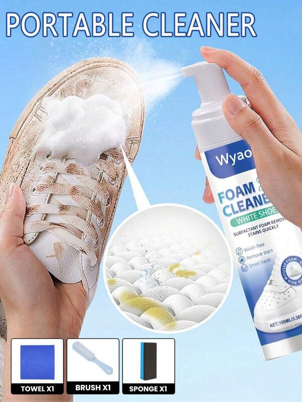 jakehoe 4/2/1pc White Shoes Foam Cleaner, Deodorizing Foam Mousse Sports Shoes Upper, Cleaning Free Whitening Cleaner, Suitable For Cleaning White Shoes, Leather Bags, Canvas Shoes, Convenient And Fast, Gifts For Friends And Family (New And Old Models Are Sent Randomly)