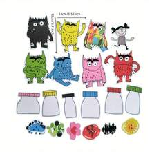 我的情绪怪兽毛毡板，情绪怪兽故事书材料，幼儿教育教师材料，毛毡板互动讲故事教学工具包 - 彩色 - 查看 3