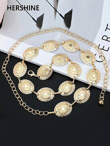 Hershine 2 pezzi set di cintura stile boho retrò western da donna con placca in ferro e catena in vita, accessori di abbigliamento da donna adatti per uso quotidiano, versatili, adatti per riunioni con amici, cene in vacanza, balli, feste, festival musicali, regali per amici, famiglia, madri, fidanzate, compleanni, San Valentino, Festa della Mamma - Multicolore - Visualizzare 6