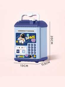 Various Styles & Colors Available, Piggy Bank With ATM Box Design, Password & Fingerprint Unlock, Coin Storage, Music/Sound Effects/Voice Prompt, Manual Paper Roll, Handheld, Educational & Interactive, Suitable For Children 3+ Years Old, Random Accessories (Batteries Not Included), Child Safety Certified - Multicolor - View 8