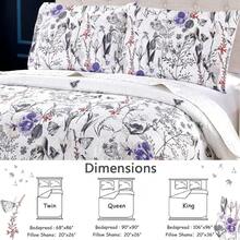 Twin/Full/Queen/King Quilt Set, 3 Piece Floral Bedding Set Microfiber Bedspread Coverlets For Beds - 蝴蝶花 - 查看 4