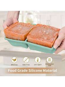 Silicone Freezer Tray For Soup Ice Cubes: 2-Cup Freezing Tray With Lid For Meal Prep - 2Pack Silicon Soup Portion Freeze Tray Make Stock Souped Ice Cube - 綠色 - 查看 2
