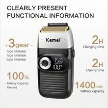 Kemei KM-2026/2027 Men's Electric Shaver, Professional Reciprocating Shaver For Wet & Dry Use, Beard Trimmer, USB Rechargeable, Replacement Blades & Shaver Head, 1pc - Multicolor - View 4