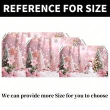 1 Piece Of Charming Pink Christmas Tree With Snowman Backdrop Cloth, Perfect For Christmas, New Year Celebrations, Holiday Gifts, Family Gatherings, Parties, Weddings, Birthdays, Anniversaries, Anniversaries, Themed Events, Bedroom, Living Room, Garden And Outdoor Decorations, Studio Props, Holiday Decorations
