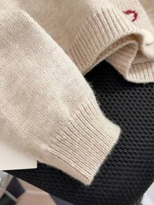 JIANHU 有机棉婴儿开衫 - 春秋季圆领针织衫，饰有手工刺绣森林图案 | 婴儿房及游戏伙伴 | 保暖百搭，适合圣诞节、新年派对及日常穿着 - 卡其色 - 查看 6