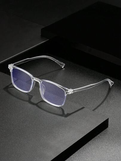 1 Pair Plastic Geometric Full-Rim Casual Fashion Minimalist Transparent Glasses For Men, Suitable For Gaming, TV Watching, Reading, Office, Music Festivals And Other Occasions
