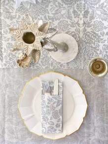 10Pcs/30Pcs-Pack White Paper Party Plates With Golden Foil Scalloped Edging For Birthday Wedding (9 Inches)