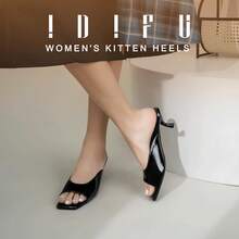 IN2 Women's Kitten Heels Open Square Toe Low Heels Sexy Slip On Slide Heeled Sandals Comfortable Wedding Bridal Prom Dress Sandals Office Casual Summer Short Mule Heels - màu đen - Xem 10