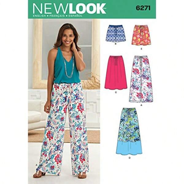 Newlook 6271 Misses' Sewing Pattern Skirt In Three Lengths And Pants Or Shorts Size 101214161822