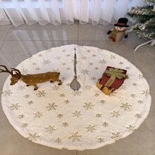 1pc Christmas Tree Skirt Shiny Snowflakes Luxury Plush Tree Decoration Holiday Romantic Decor Xmas Party Home Market Indoor Outdoor Home Decor Christmas Decorations Room Decor Winter Christmas Decorations Home Christmas Gifts Christmas Decor