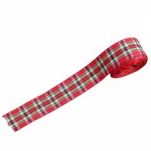 5 Yards Classic 2.5cm Width Christmas Scottish Check Print DIY Ribbon For Handmade DIY Craft Gift Floral Packing Wedding Christmas Wreath Deco