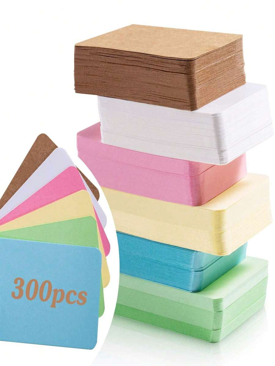 TYFYO 300 张 9*5.4 厘米空白名片，用于留言和书籍姓名，空白名片，用于留言卡，返校情人节 - 彩色 - 查看 1