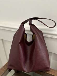 大容量时尚 Ankla 红色时尚通勤手提包，适合女士，二合一单肩和腋下托特包，用途广泛，2025 年秋冬新品 - 酒紅色 - 查看 6