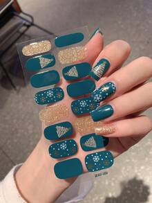 1 pieza Nuevos adhesivos para uñas de celebración navideña, envoltorios completos para uñas, adhesivos de arte de uñas a prueba de agua y fáciles de despegar, arte de uñas para mujeres, adhesivos para uñas autoadhesivos, fáciles de usar, adecuados para decoración navideña, decoración de fiestas, regalos de cumpleaños