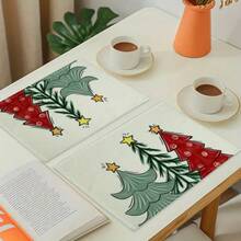 1/2/4/6pcs,Home Decor, Christmas Element Pattern Printed Linen Placemat, Table Mats, The Size Is 12 * 18inch/30 * 45cm, Suitable For Dining Tables, Versatile Seasonal Decoration In Spring, Summer, Autumn, Winter, Modern Style Washable Table Mat, Heat-Resistant, Stain Resistant, Room Decoration, Table Mat, Coaster, Kitchen Table Mat, Party Decoration, Home Decoration, Ideal Christmas Gift - Multicolor - View 8