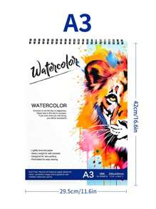 1 كتاب رسم بألوان مائية سميك عالي الجودة مجلد بغلاف حلزوني A3/A4/A5 يحتوي على 24 ورقة (88 رطل/180 جرام/م2) كتب ألوان مائية سميكة خاصة بالطلاب المبتدئين، كتب رسم وتلوين بالألوان المائية للرسم اليدوي، كتب رسم وتلوين للطلاب، ورق رسم وتلوين فني