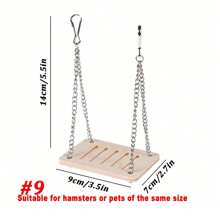 1 件装木制房屋玩具，适合仓鼠和沙鼠，攀爬游乐场，配有滑梯、跷跷板、楼梯、秋千、轮子，适合小动物