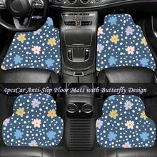 4pcs Floral Pattern Car Floor Mats, Fit For Sedan, SUV, Truck Most Models, All-Weather Automotive Floor Liners, Car Interior Accessories