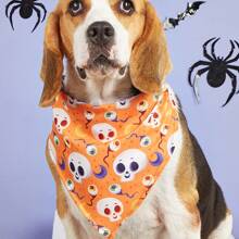 1pc Halloween Funny Pet Bandana Dog Scarf, New Cartoon Print Dog Puppy Triangular Scarf Pet Supplies, Machine Washable