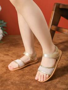 Girls' Summer Flat Sandals, Gold - Gold - View 4