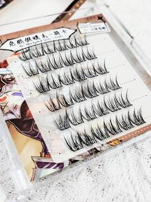 36 Büschel, 10-12 mm, Vogelstil, mit deutlichen Wurzeln, kein Kleber nötig selbstklebende einzelne Wimpern, Krümmung C/D, Stärke 0,07 mm, falsche Wimpern segmentierte Büschel Wimpern, natürlicher Look Cartoon, Manga Stil