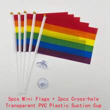 20pcs, Rainbow Pride Flag Small Mini Flag Lesbian Flag American Rainbow Flag Handheld LGBT Flag Rainbow Stick Gay And Girl Flag, Parade Party Decoration - Multicolor - View 3