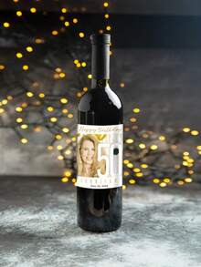 Personalized Photo And Text Wine Bottle Label Stickers, Customizable Wedding Engagement 21st Birthday Decorations, Durable Adhesive Paper Stickers, Bridesmaid Proposal - Multicolor - View 7
