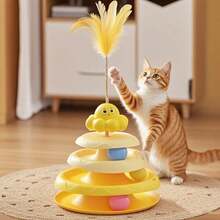 1 szt. Kolorowa, losowa zabawka dla kota, długi bęben z trzema grzechoczącymi kulkami, zabawna piłka dla kota, układanka do mielenia łapek, oryginalna karuzela dla kotów z ośmiornicą, zabawka do drażnienia, sprężynowy patyk z piórkami, zabawka dla kotów, która zapewni im rozrywkę i relaks, zabawka dla kota