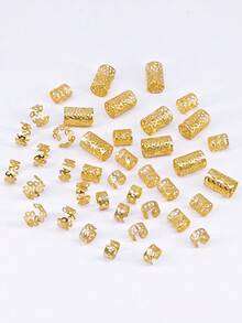 40pcs Braided Hair Accessories Set, Including Gold Headbands, Assorted Hair Scrunchies, Adjustable Hair Beads, Suitable For Braids, Messy Buns, And Other Hairstyles, For Girls - Gold - View 6