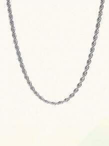 1 件创意单层不锈钢扭纹链 23 号吊坠项链女士日常 - 銀色 - 查看 2