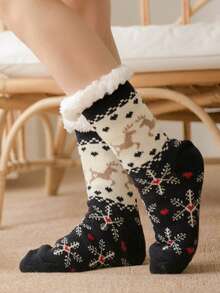 1双加厚羊毛舒适家居袜，圣诞袜，地毯袜，生日、派对、送给父母、爱人、朋友的完美礼物，舒适袜子 - 彩色 - 查看 7