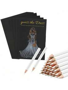 Set de juego de 30 piezas para la futura novia - Juego de dibujo de vestidos de novia DIY, incluye 20 tarjetas y 10 lápices blancos, 10 tarjetas y 1 lápiz blanco, apto para despedida de soltera, fiesta de boda, cumpleaños, aniversario, etc. - Multicolor - Ver 12