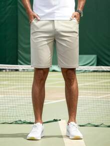 Quần short chơi golf thời trang nam, quần short Bermuda đa năng, bền, thoáng khí, quần short nam màu trơn - Màu be - Xem 6