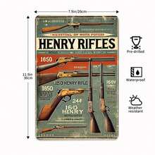 Vintage Henry Rifle Tin Metal Sign Poster Gun Advertisement Art Print Retro Firearms Decor For Gun Enthusiasts Hunters Collectors Man Cave Living Room Office Wall Art Gift Idea - Nhiều màu - Xem 5