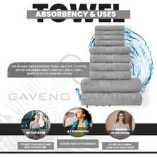 GC GAVENO CAVAILIA Soft Towels - 10 Piece Bathroom Towel Set - Premium Quality Water Absorbent Towel, 4 Face, 4 Hand, 2 Bath Towel, 450 GSM Washable Towel Set, Silver - Silver - View 11