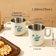 Cană de apă din oțel inoxidabil 304 cu mâner, cană de cafea cu lapte cu perete dublu, model drăguț de desene animate, cană detașabilă anti-opărire, potrivită pentru copii, studenți și adulți, pentru a fi utilizată la școală, birou, camping în aer liber, picnic