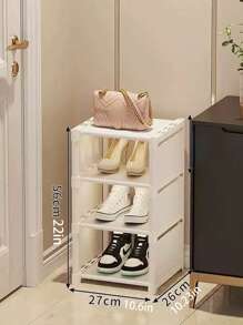 1 件多层鞋架收纳整理器，简约设计，适合家庭入口、宿舍、公寓使用，节省空间 - 白色 - 查看 8
