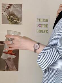 1 件玫瑰金色石英机芯优雅小表盘女士腕表 - 銀色 - 查看 4