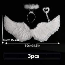 Creative Angel Feather Wings, Fairy Stick, Headband 3pcs/Set Toy Set, Christmas/Halloween/Thanksgiving/Birthday Gift [Partial Details With Random Colors](Artificial Feather)(1/3pcs)