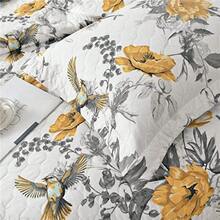 Twin/Full/Queen/King Quilt Set, 3 Piece Floral Bedding Set Microfiber Bedspread Coverlets For Beds - 黃牡丹 - 查看 3
