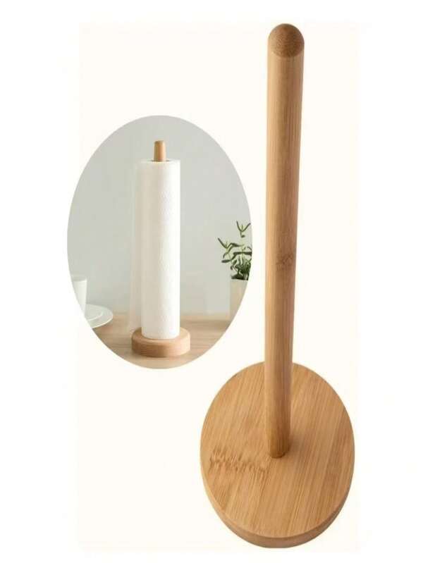 Suporte Bambu para Papel Toalha Base Antiderrapante